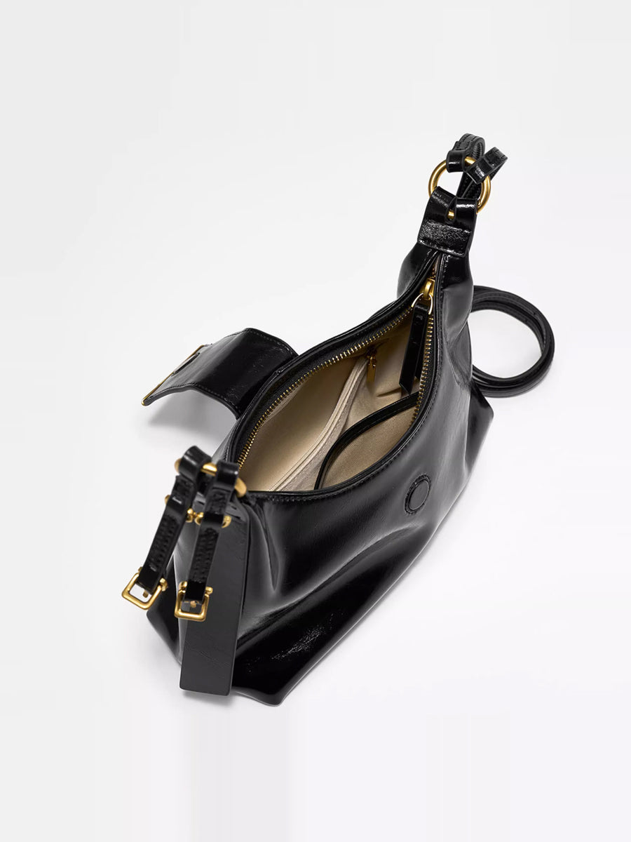 Metal oblique cover shoulder bag