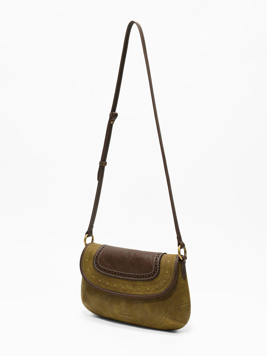 Old leather vintage underarm bag saddle bag