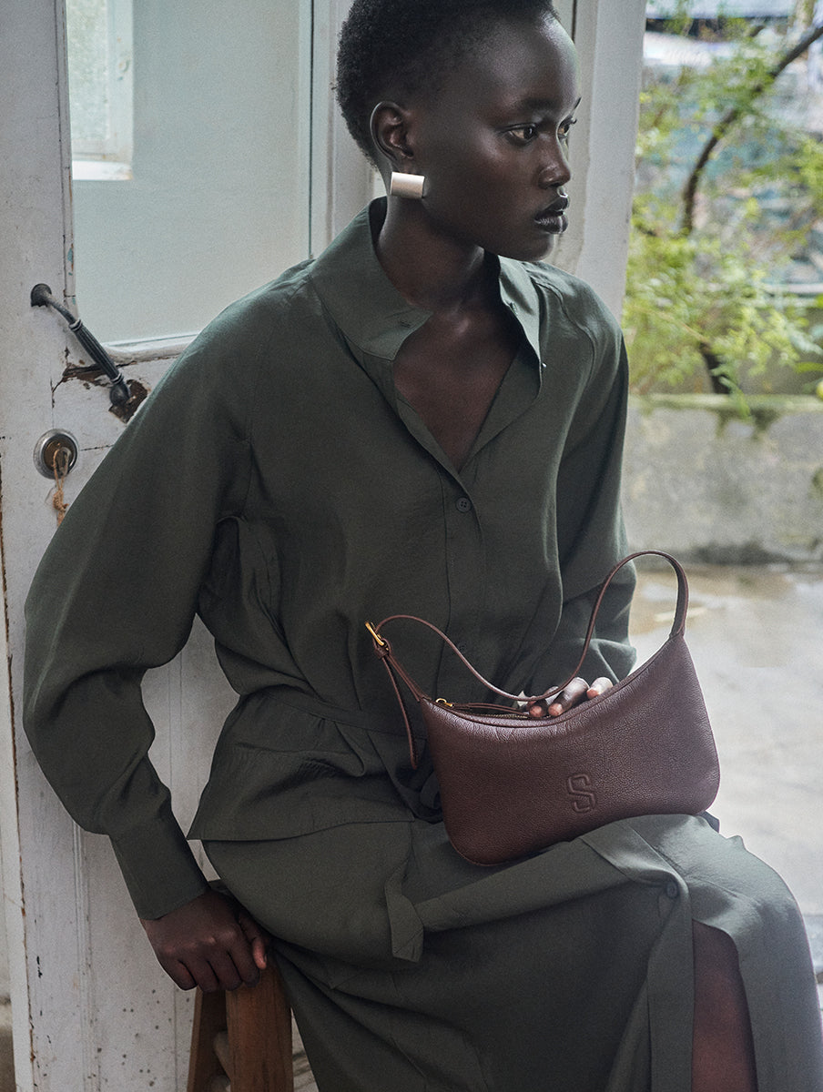 Top-grain Leather Box Bag