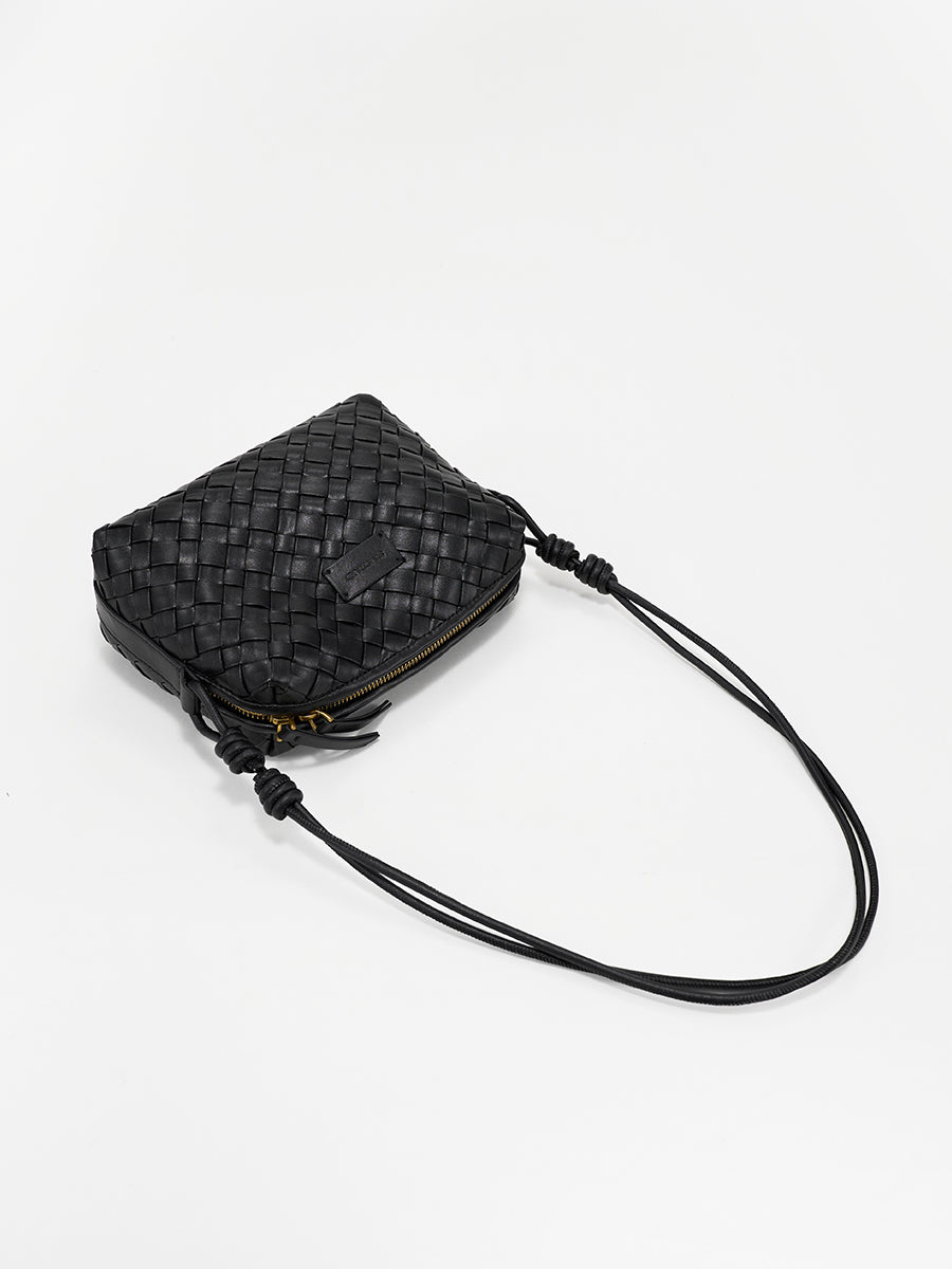 Ink White-Woven Square Bag