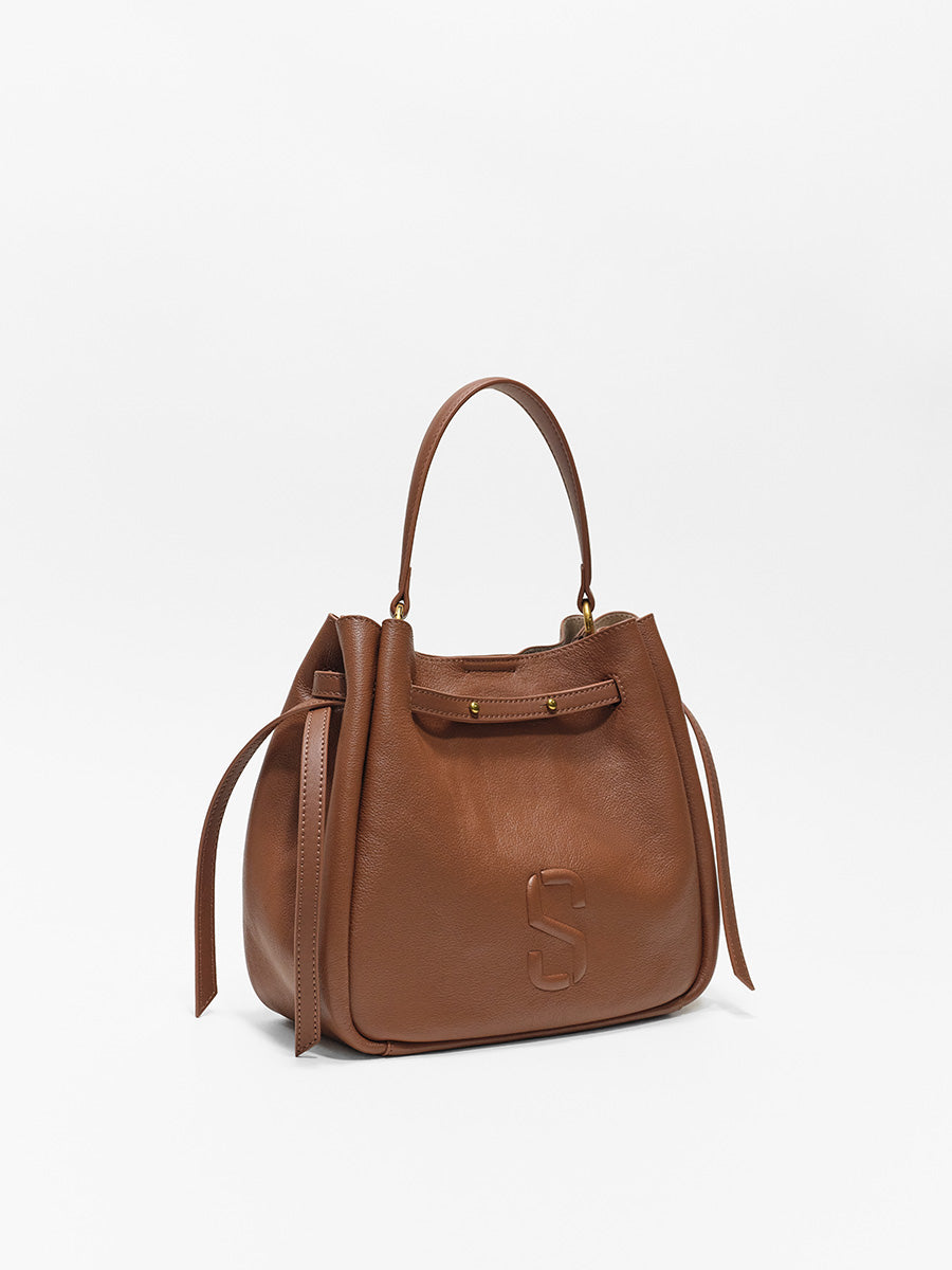 Top-grain Leather Bucket Bag
