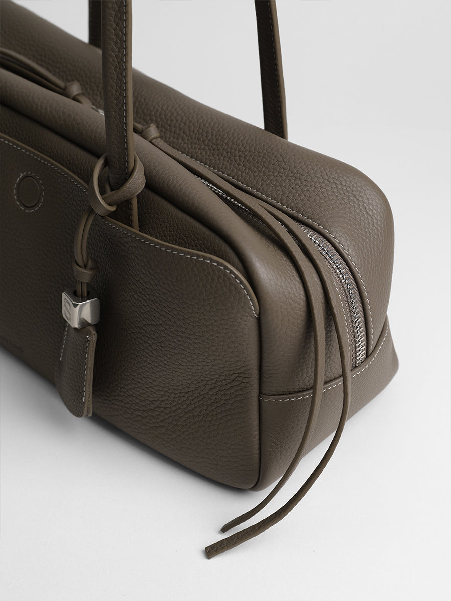 top grain leather luxury baguette bag