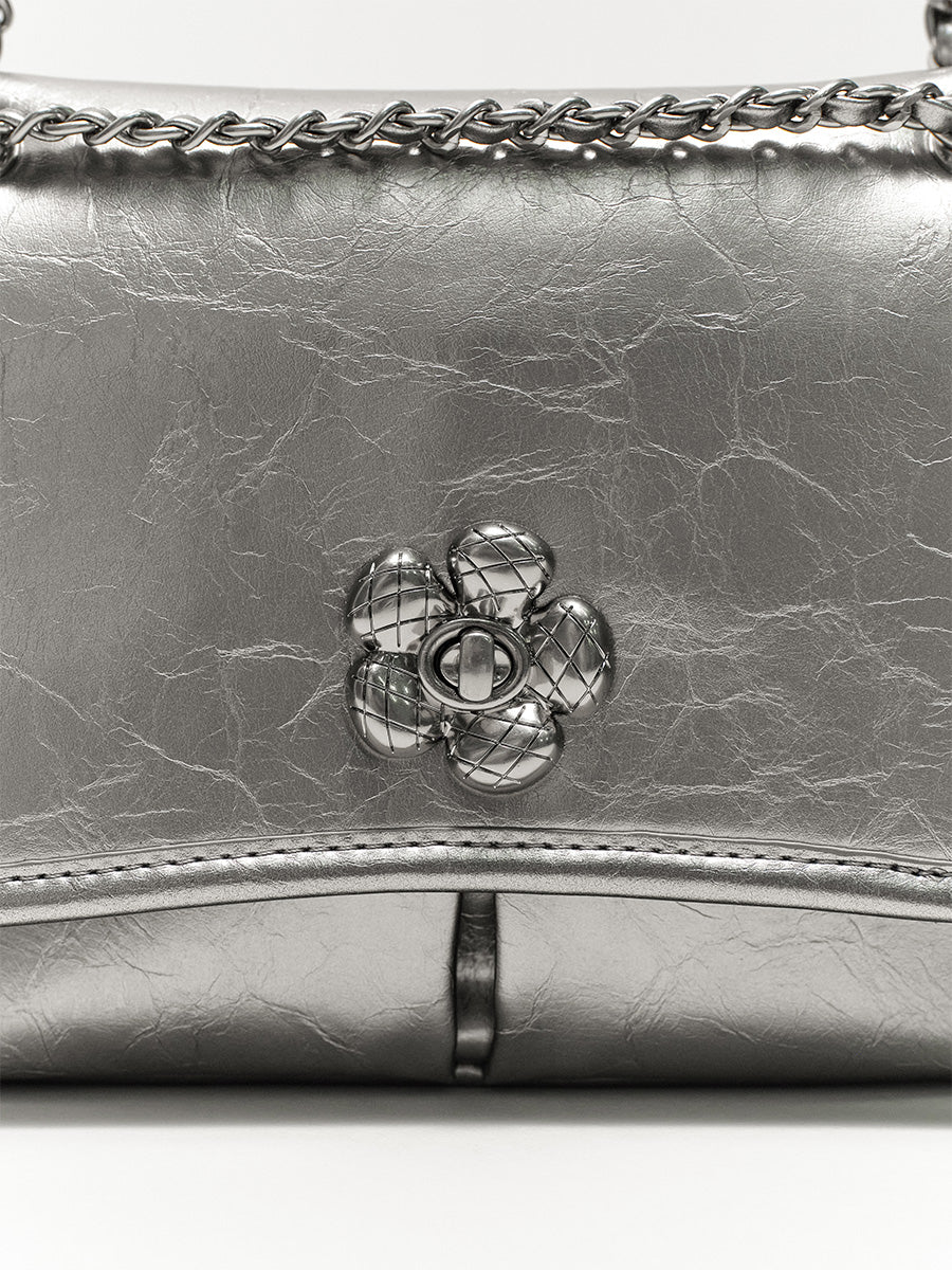 Metal flower small square underarm bag