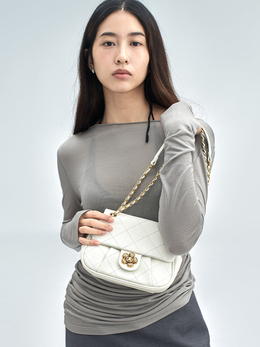 Diamond-shaped checkered underarm bag chain bag