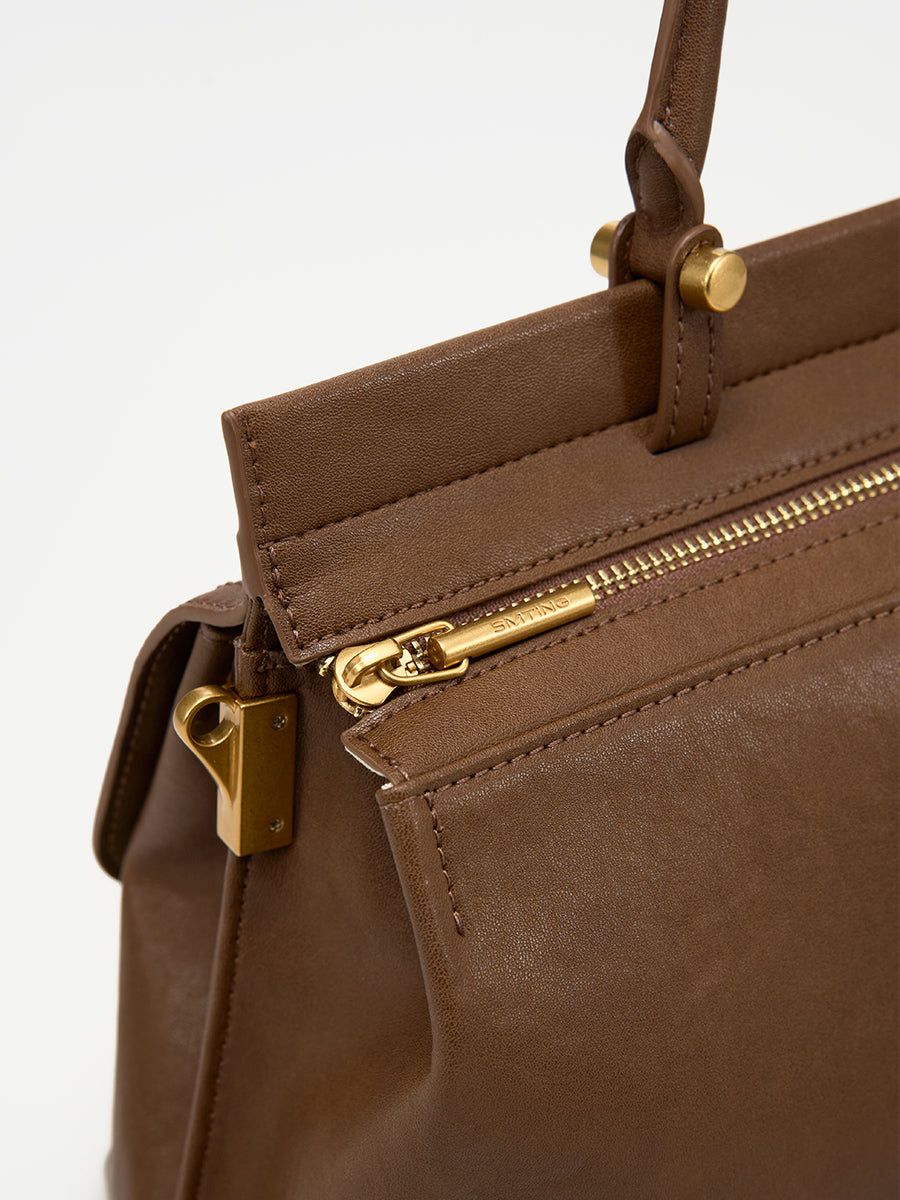 Metal logo kelly bag cowhide handbag