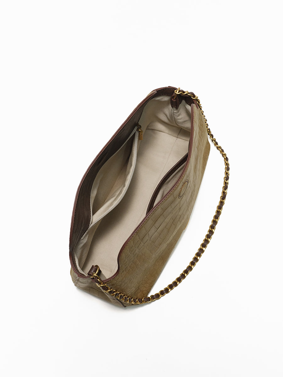 Crocodile pattern chain shoulder bag