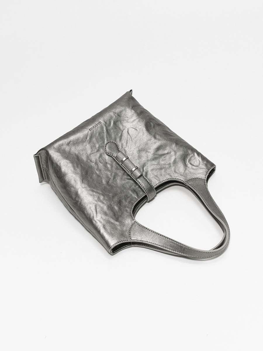 Hand-scratched pleated crossbody bag tote bag