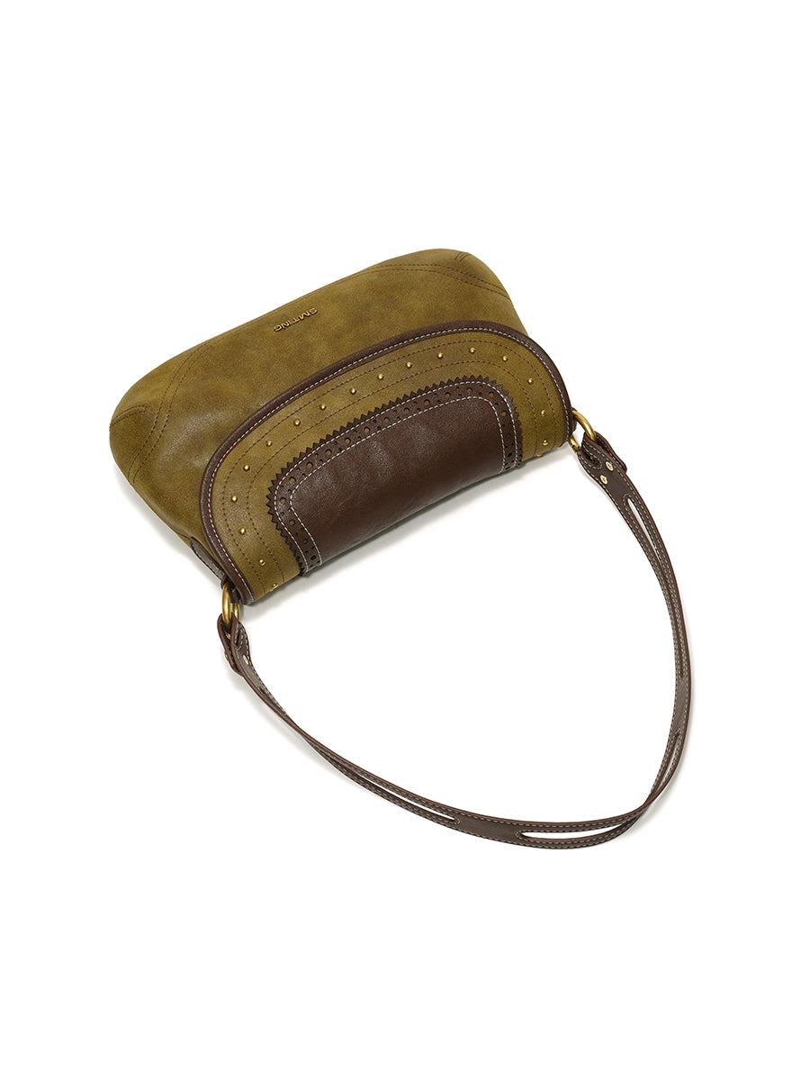 Old leather vintage underarm bag saddle bag