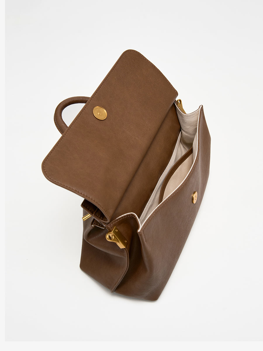 Metal logo kelly bag cowhide handbag