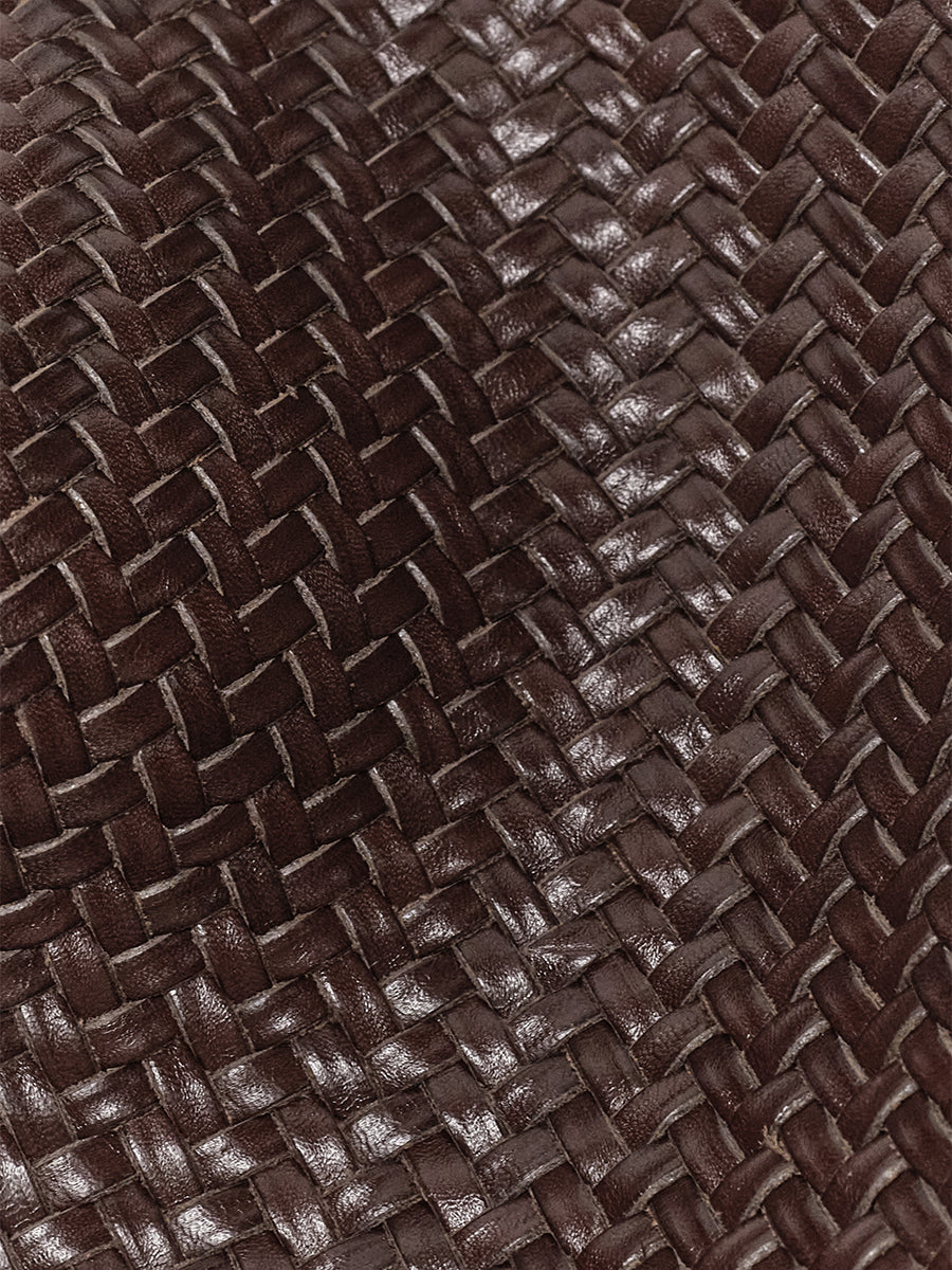 Top-grain Leather Woven Bag