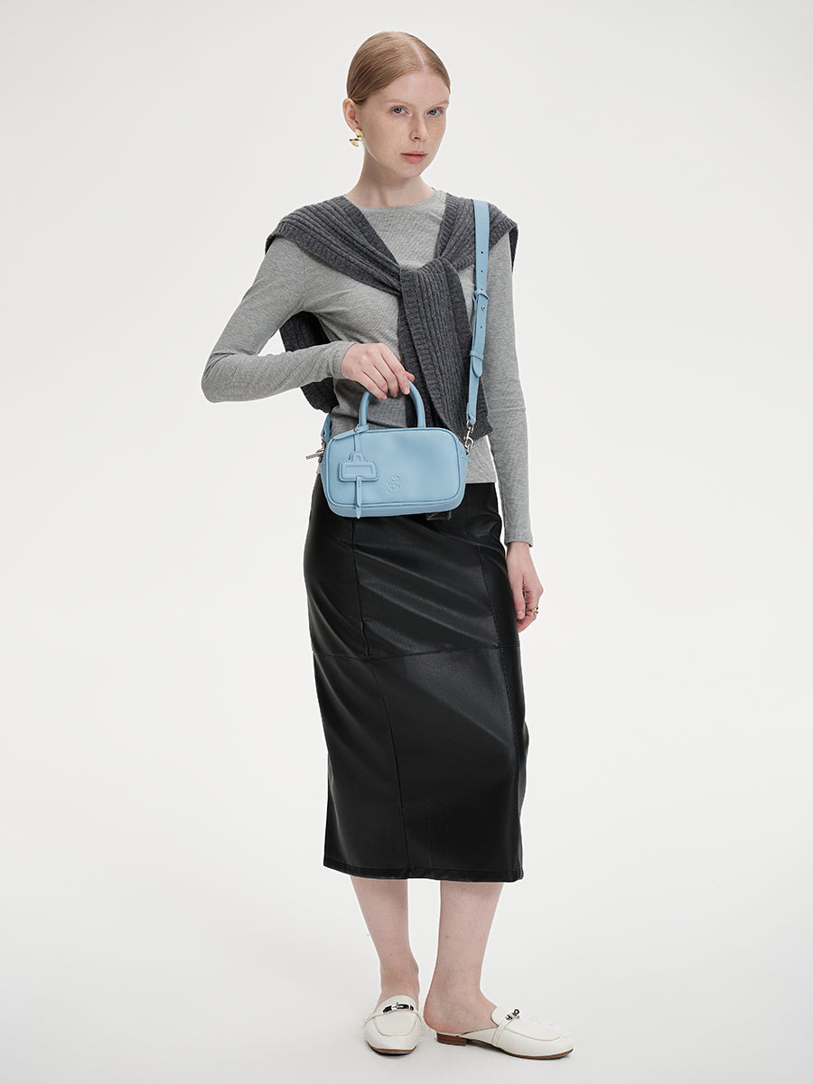 Cowhide laser handbag small square bag