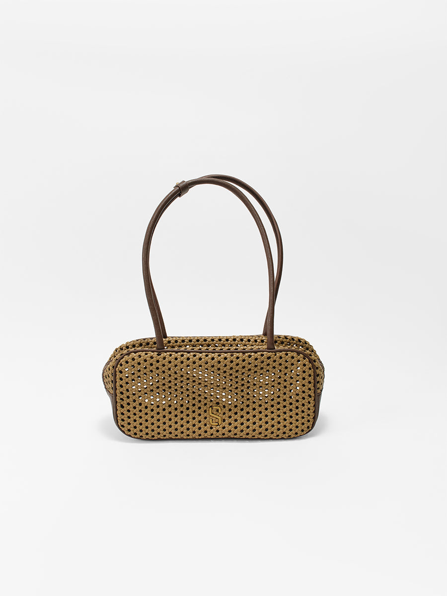 Openwork woven Boston bag