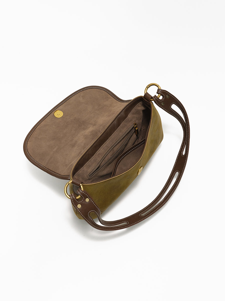 Old leather vintage underarm bag saddle bag