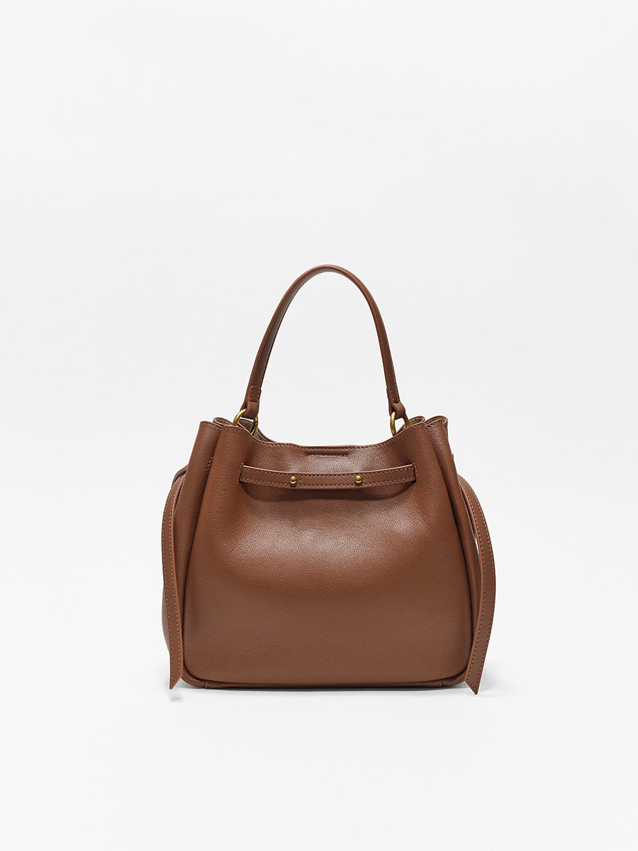Top-grain Leather Bucket Bag