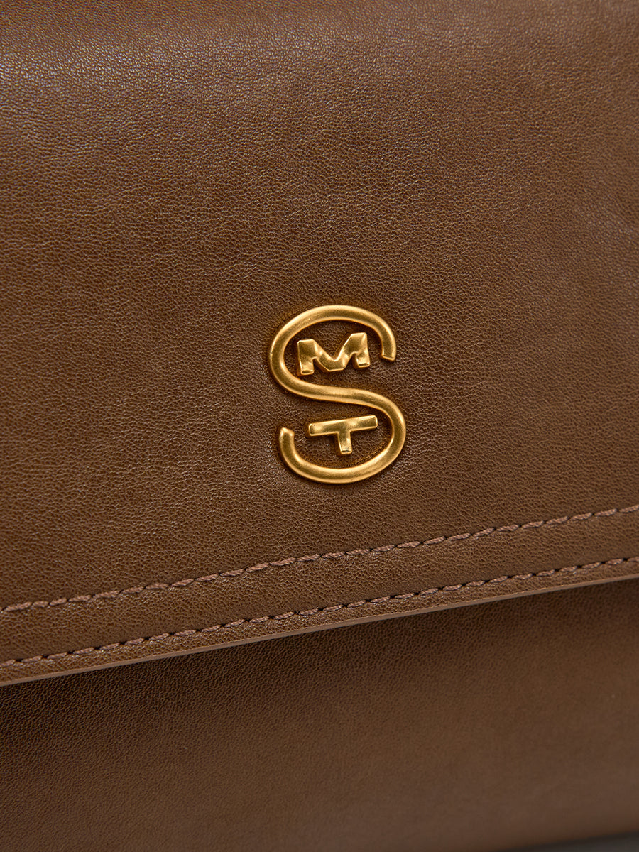 Metal logo kelly bag cowhide handbag