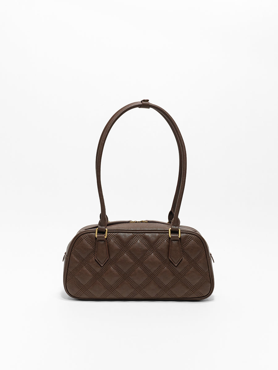 Diamond-patterned boston bag