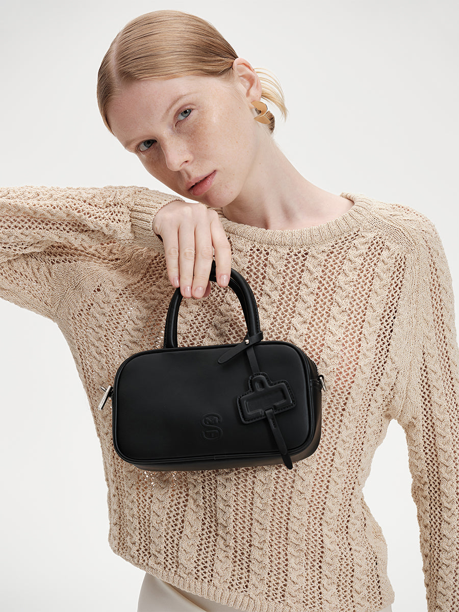 Cowhide laser handbag small square bag