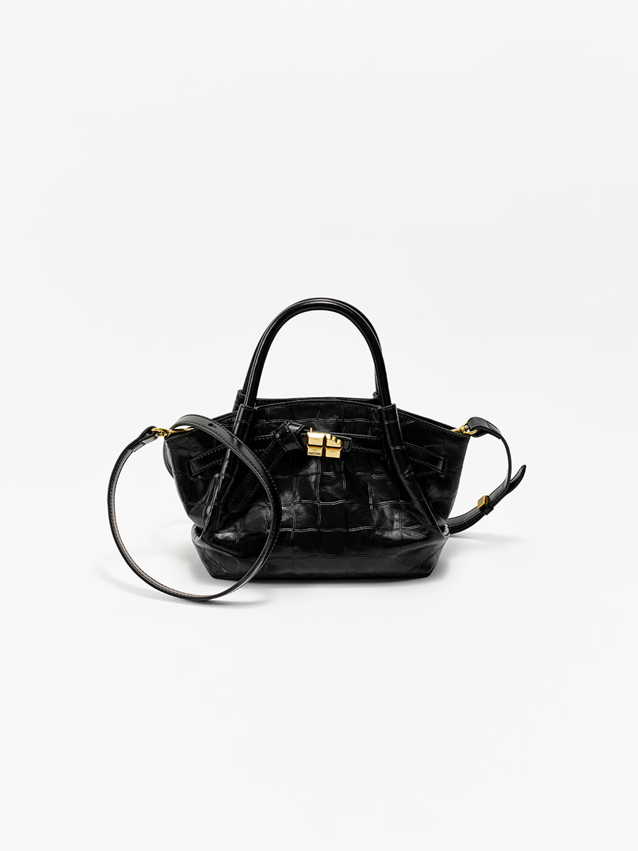 Top-grain leather handbag