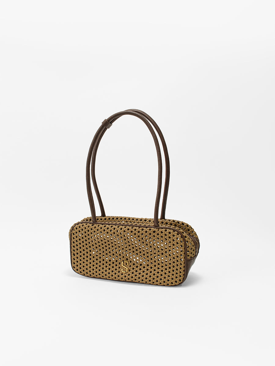 Openwork woven Boston bag