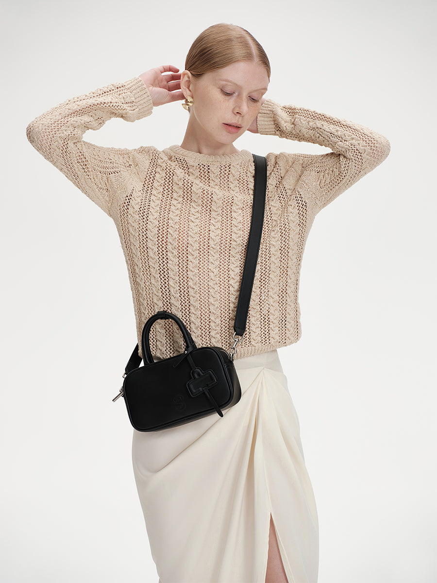 Cowhide laser handbag small square bag