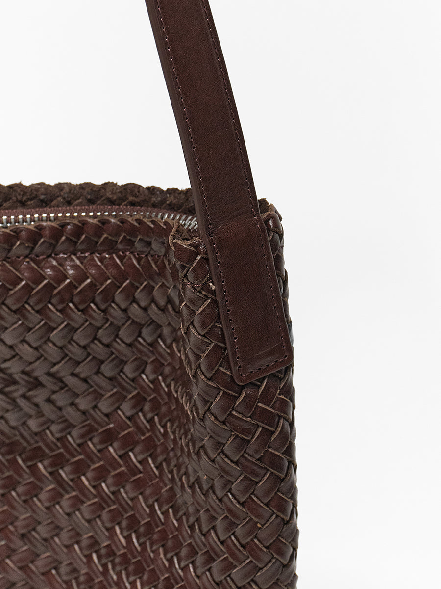 Top-grain Leather Woven Bag