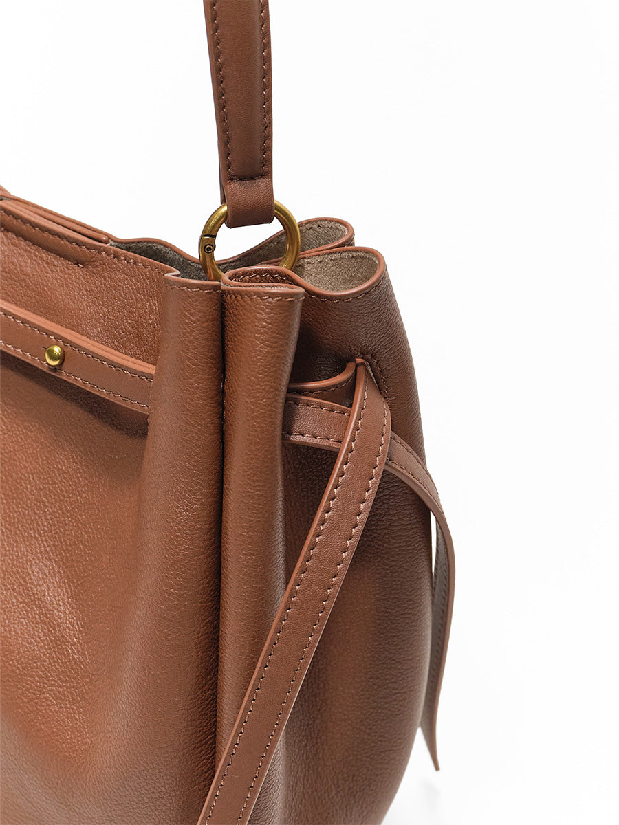 Top-grain Leather Bucket Bag
