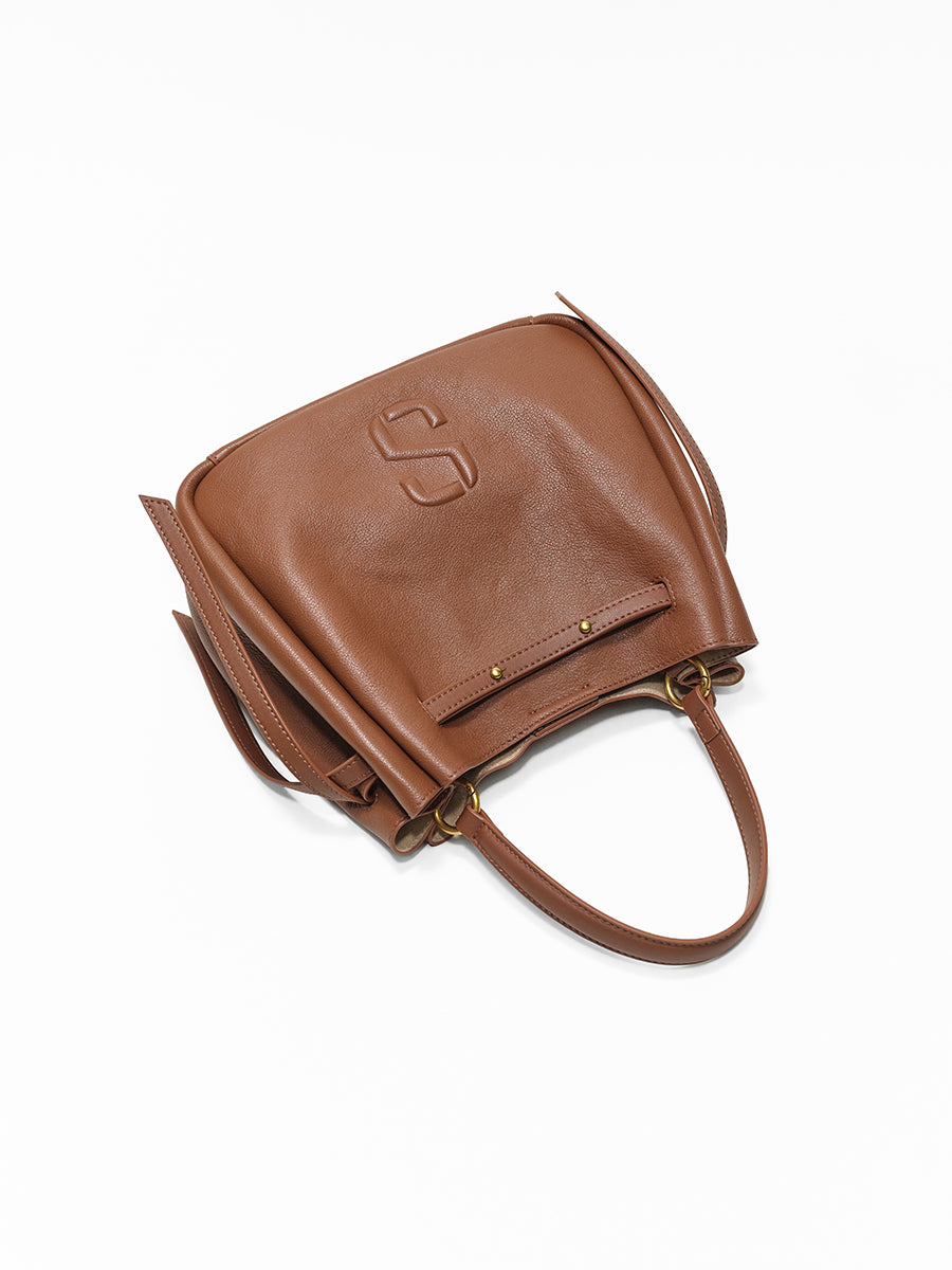 Top-grain Leather Bucket Bag