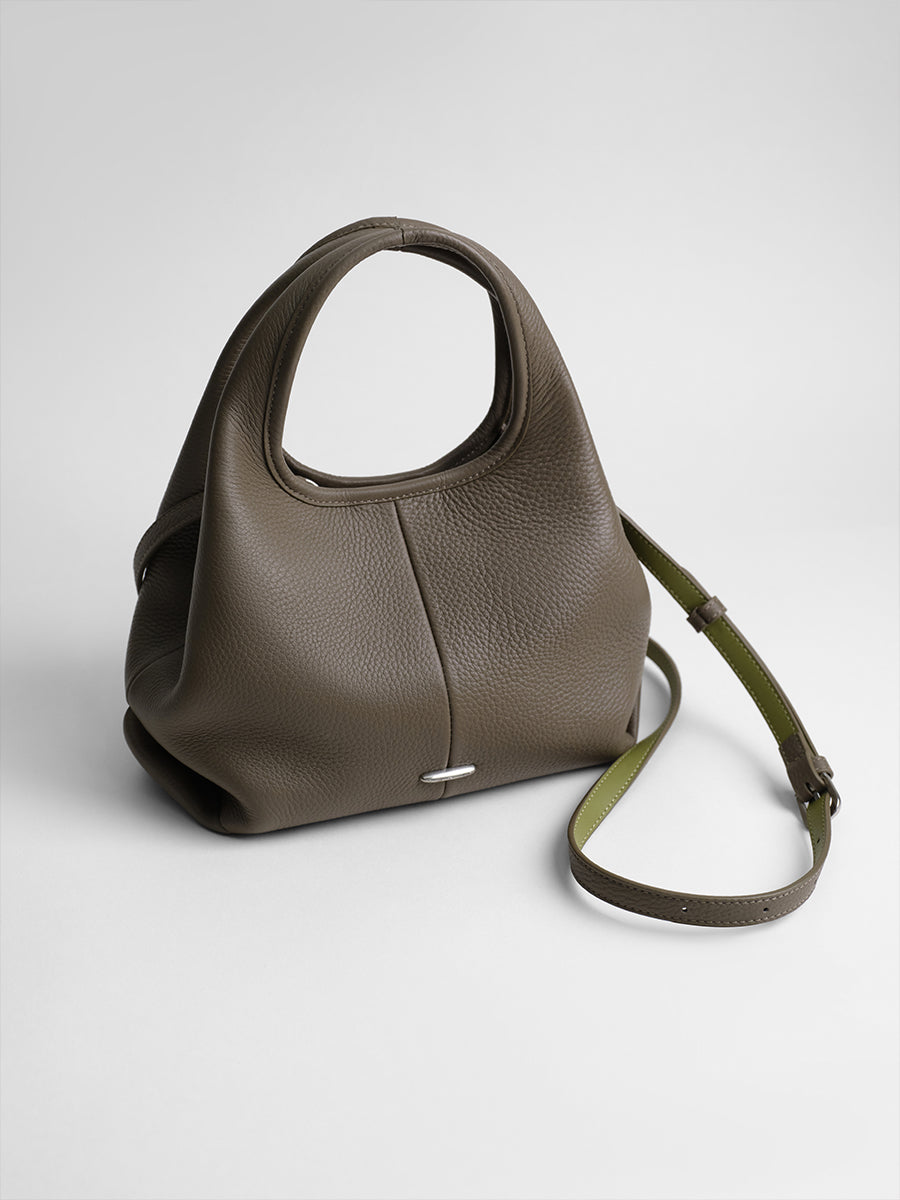 top grain leather minimalist hobo bag