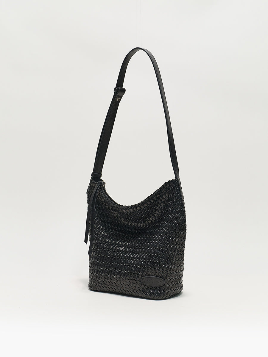 Top-grain Leather Woven Bag