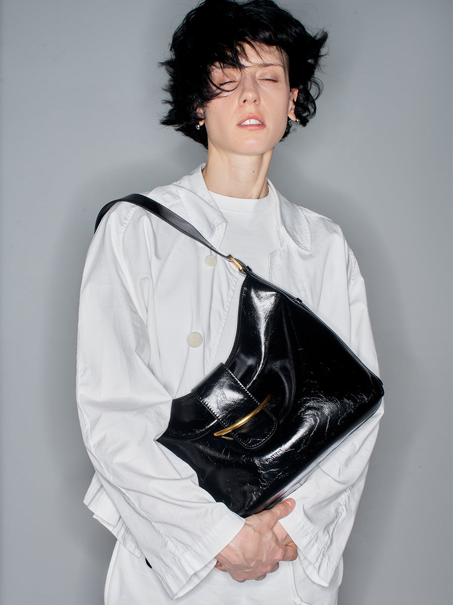 Cracked large capacity shoulder bag