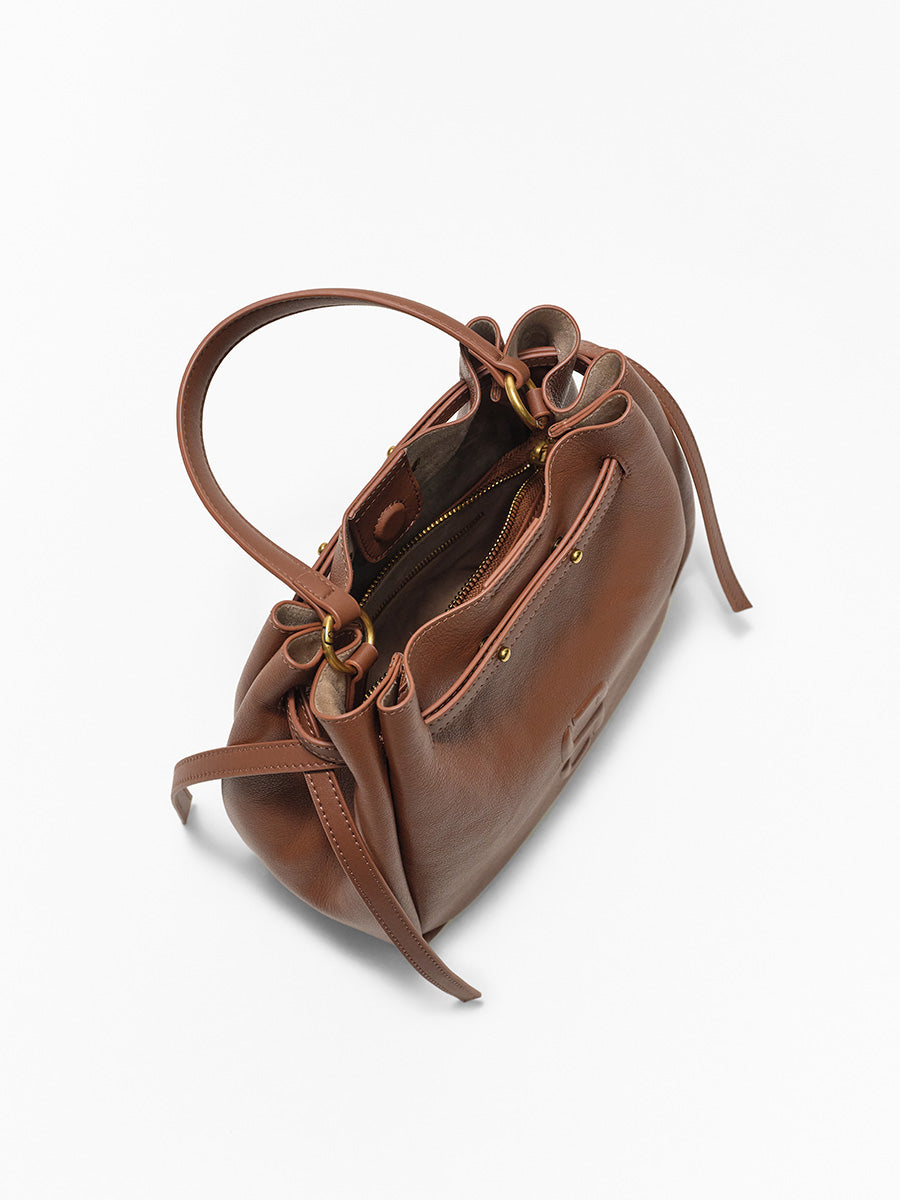 Top-grain Leather Bucket Bag