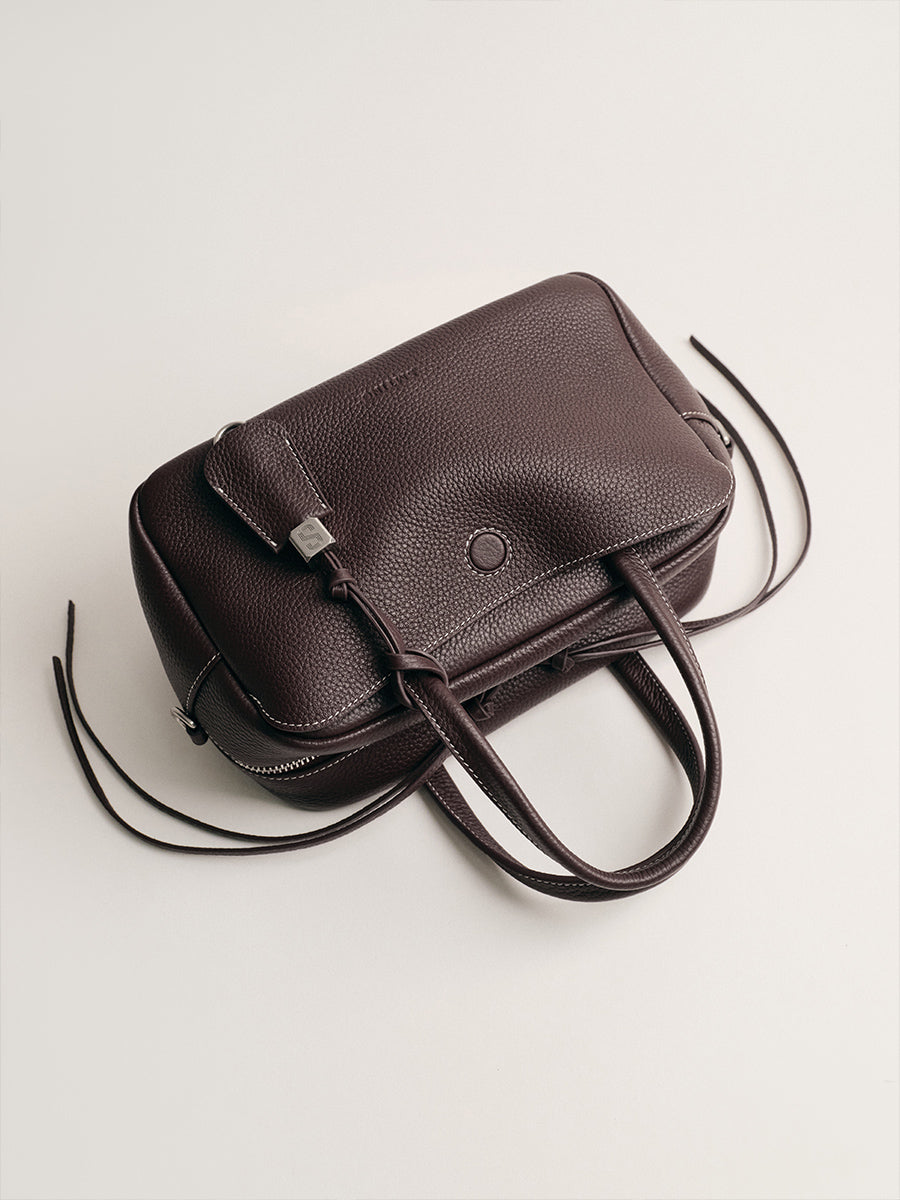 FIRST-LAYER COWHIDE BOSTON BAG