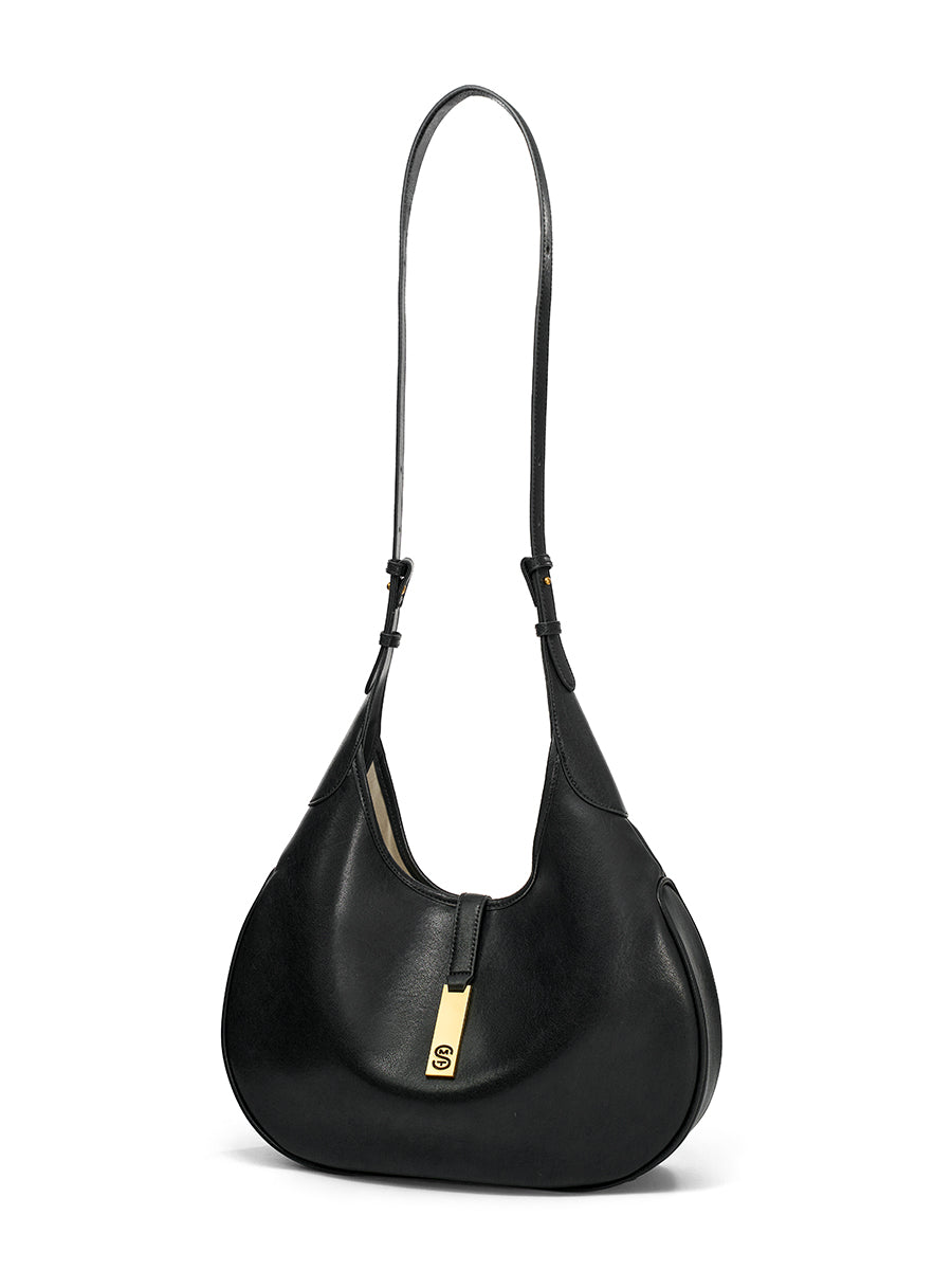 Half-moon cowhide tote bag single-shoulder bag