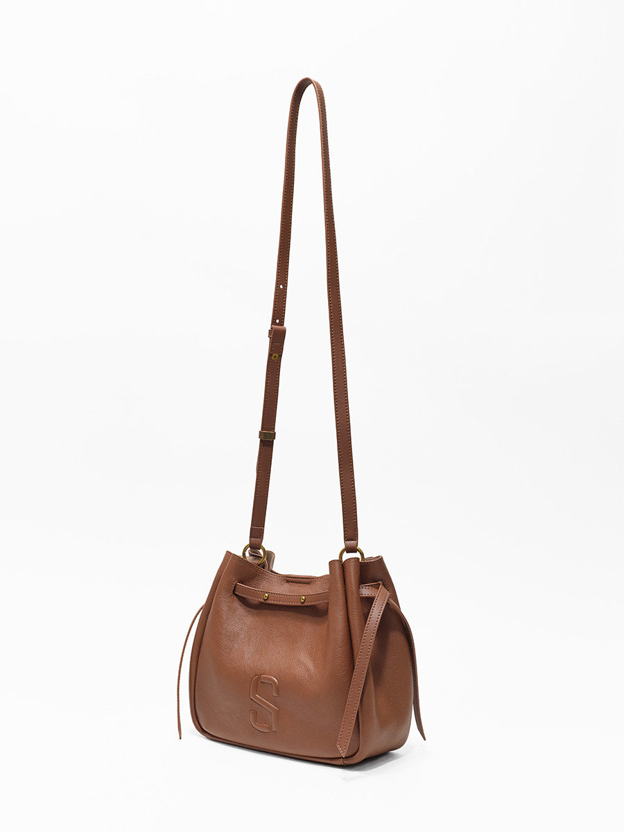 Top-grain Leather Bucket Bag