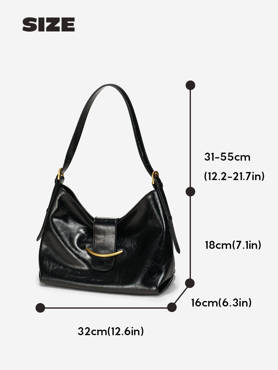 Cracked large capacity shoulder bag