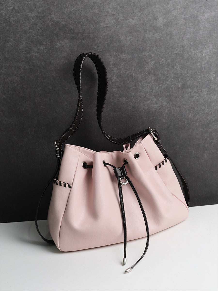 Large-capacity drawstring bucket bag