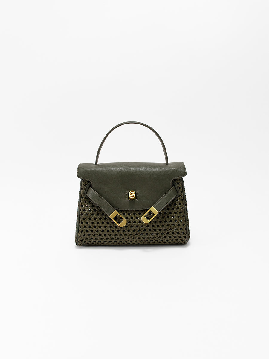 Openwork Woven Kelly Bag