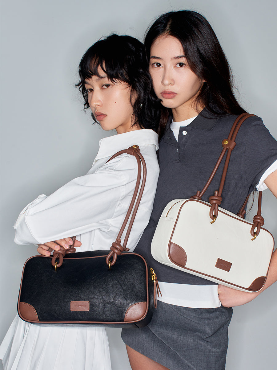 Color-blocking design boston bag