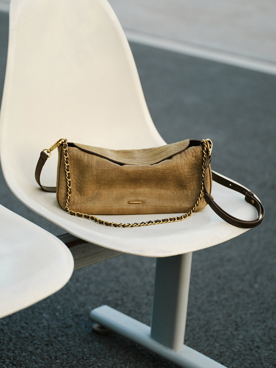 Crocodile pattern chain shoulder bag