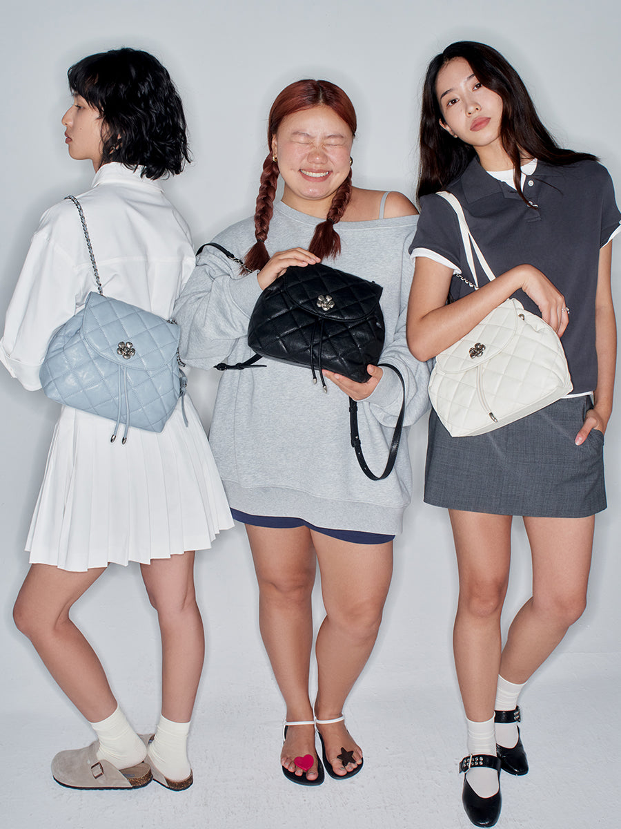 Diamond pattern textured backpack