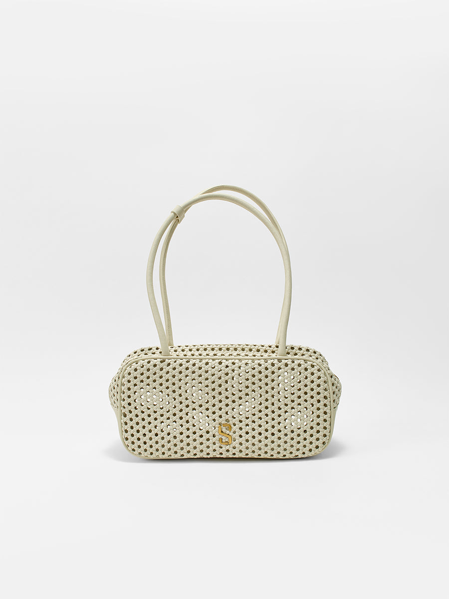 Openwork woven Boston bag