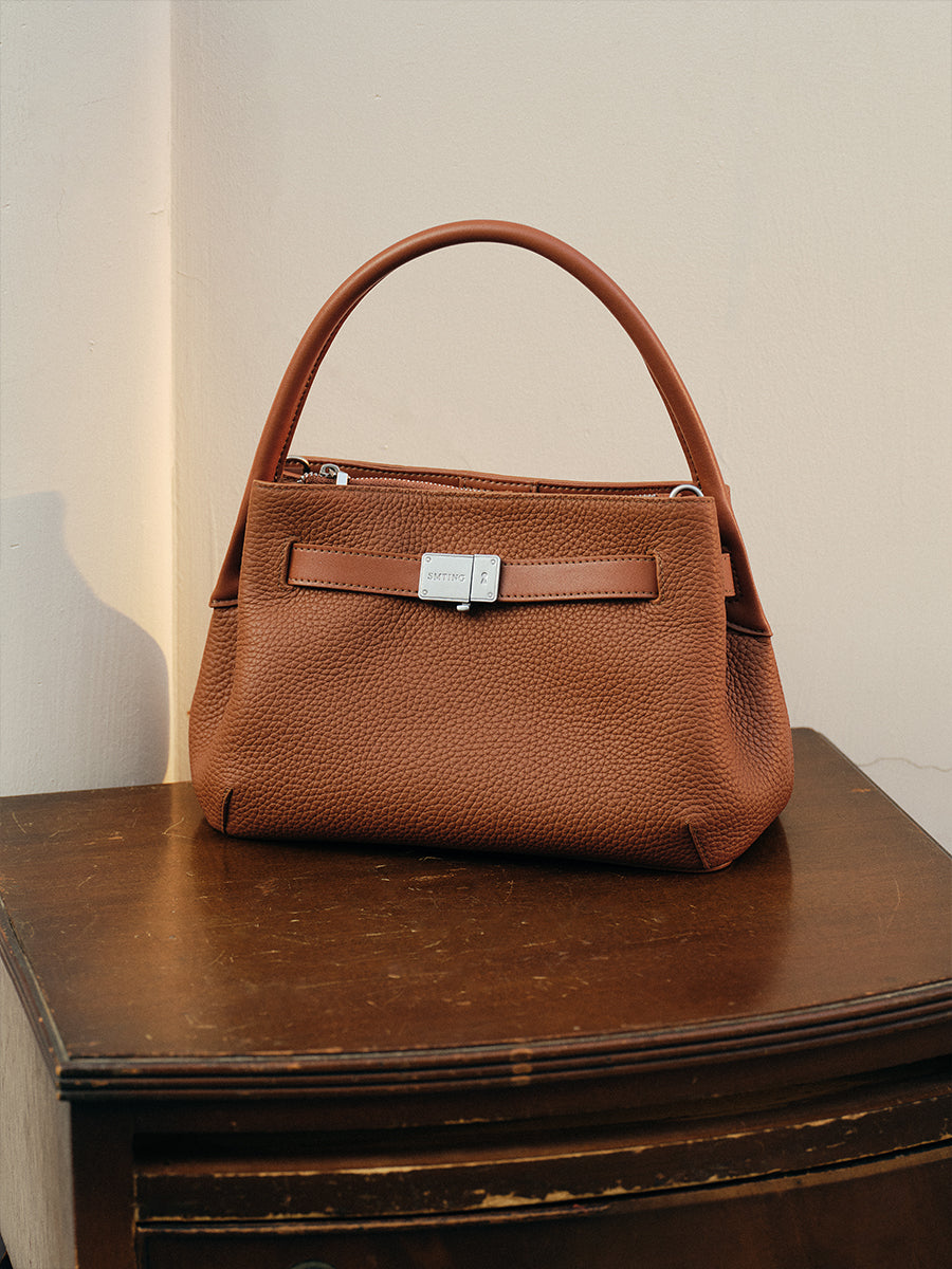 FIRST-LAYER COWHIDE BUCKET BAG