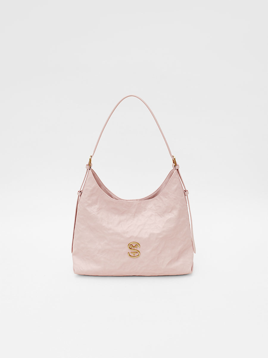 Wrinkled large-capacity shoulder bag