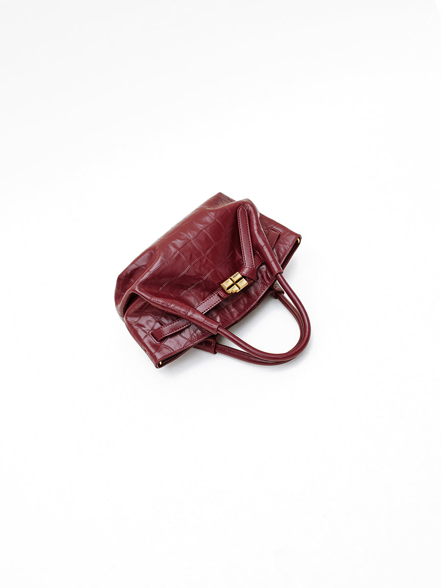 Top-grain leather handbag