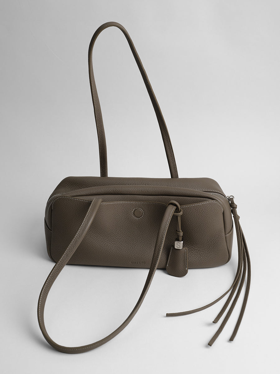 top grain leather luxury baguette bag