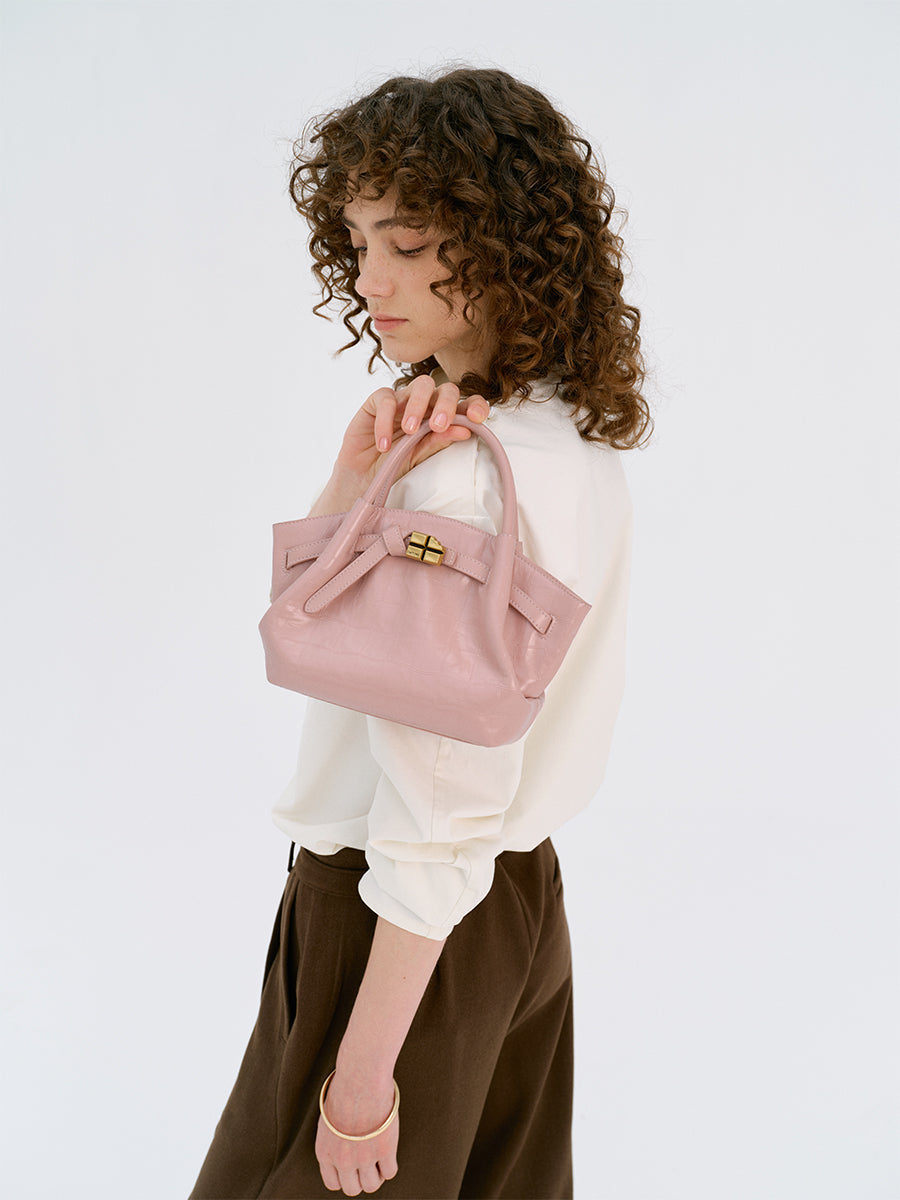 Top-grain leather handbag