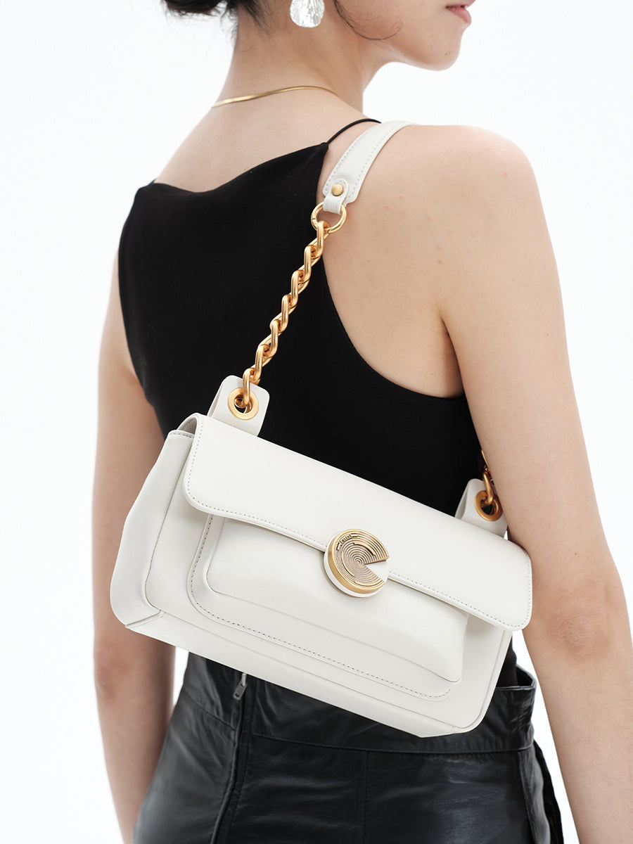 Classic and retro baguette bag cowhide underarm bag