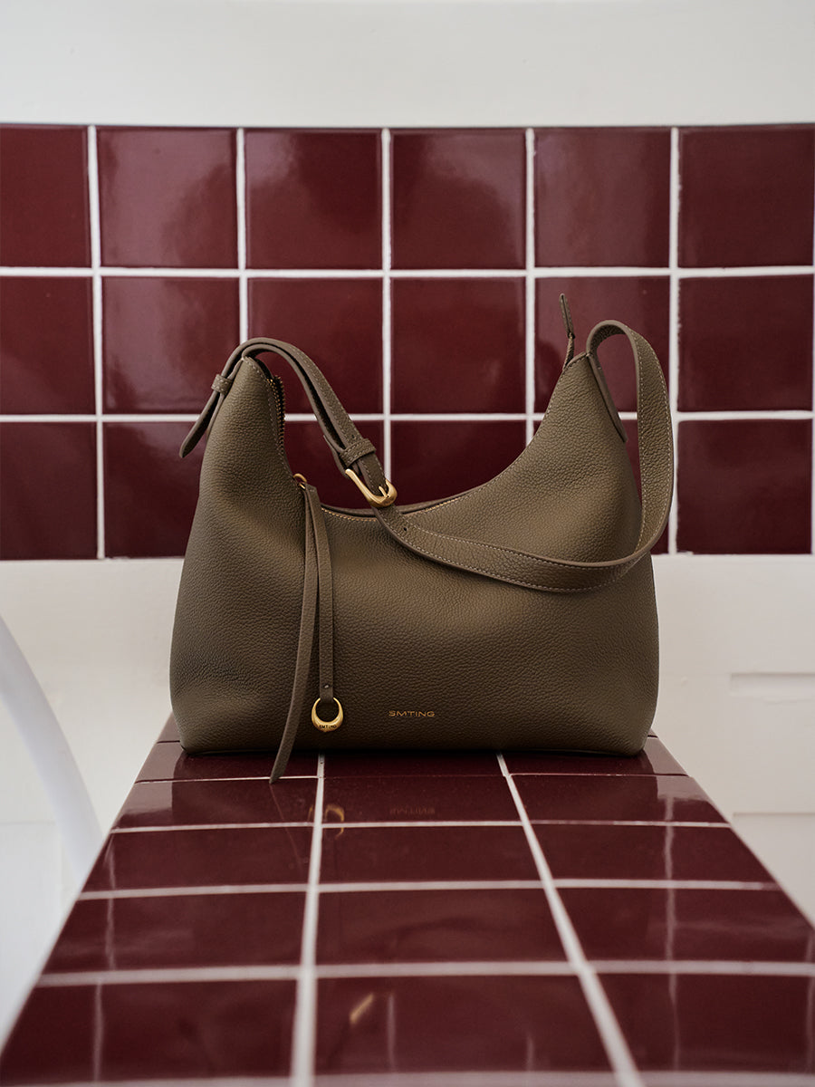 First-layer cowhide minimalist hobo bag