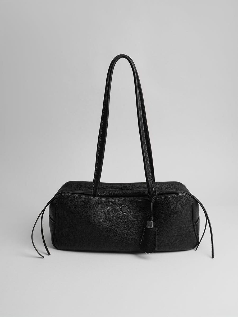top grain leather luxury baguette bag