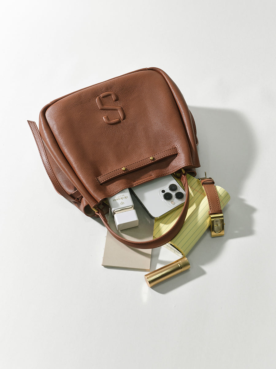 Top-grain Leather Bucket Bag